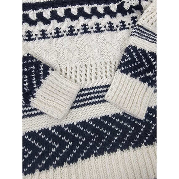 American Eagle Outfitters Sweater Womens Medium Black White Fair Isle Crewneck - Picture 4 of 14